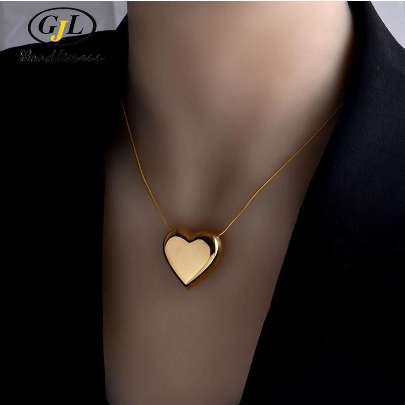 High Quality Gold Heart Plated Shape Abstract Necklace Jewelry