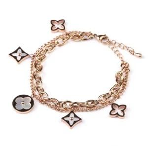 2021 Trendy Four-Leaf Clover Designer Charm Bracelet Women, DIY Custom Stainless Steel Bangle Bracelet, Gold Bracelets &amp; Bangle