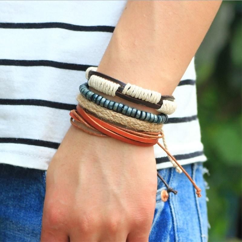 Boyfriend Gift Male Bracelet Trendy Leather Charm Bracelet