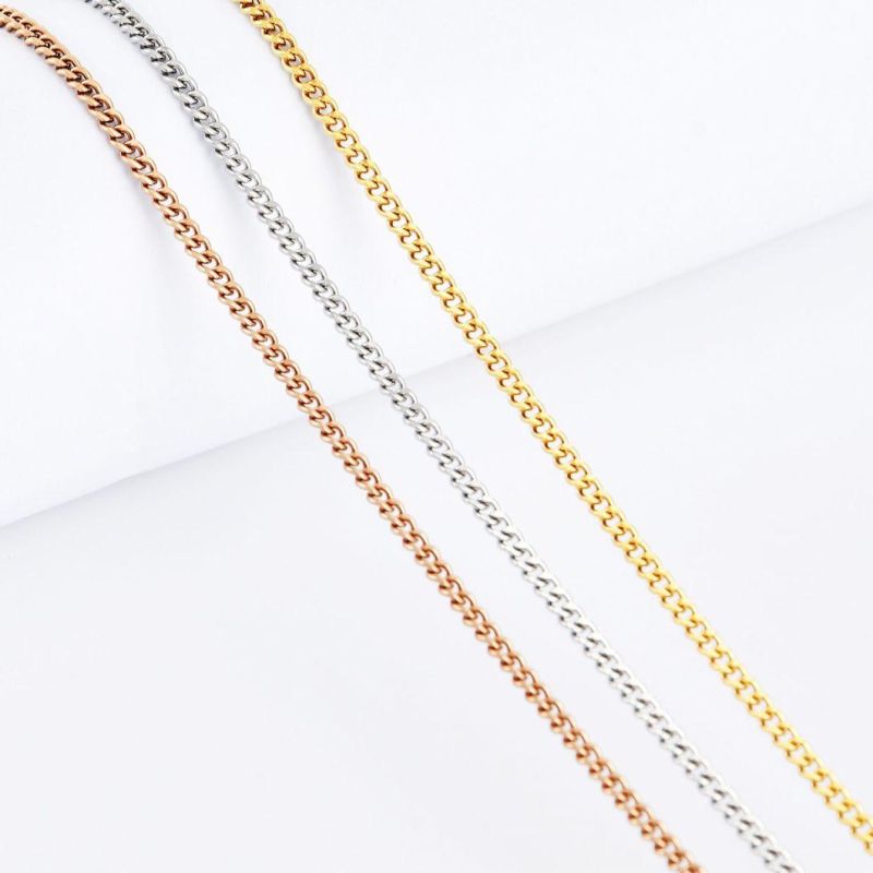 Direct Supplier Non Tarnish Alloy Metal Bracelet Chain Fashion Lady Jewelry Curb Chains Cuban Necklace for Charms Handcraft Gift Design