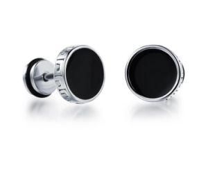 Popular Gold/Silver Color Stainless Steel 10mm Stud Earrings for Men Epoxy Circle Round Ear Jewelry