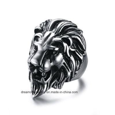 Good Quality Elaborate Stainless Steel Casting Hot Design Men Lion Head Animal Rings