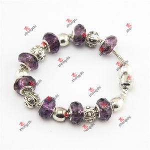 Light Purple Glass Bead Snake Chain Charms Bracelets (SKD60226)