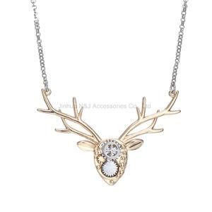 Fashion Image Deer Jewelry Necklace Copper Animal Choker Necklaces Mechanical Design Deer Head Accessories Women Spring Gifts