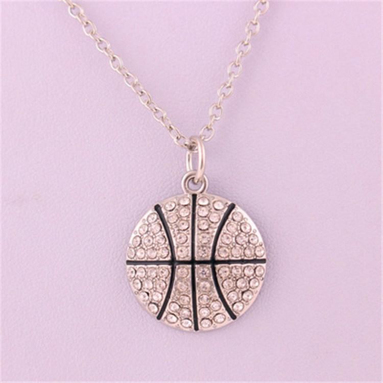 Basketball Men Charm Crystal Pendant Necklace