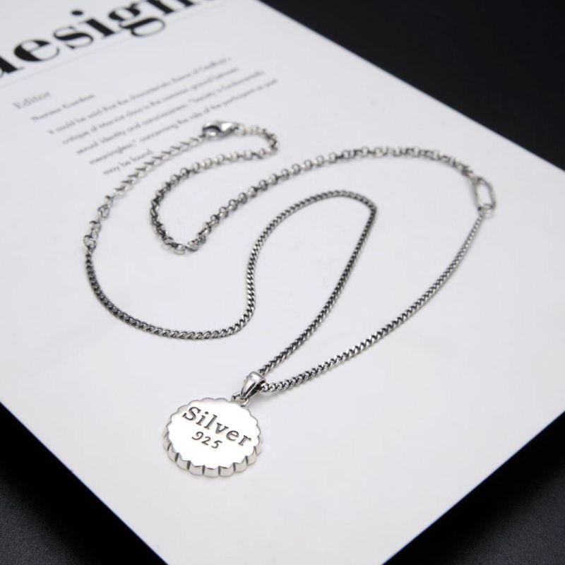 Hot Sale 925 Sterling Plain Silver Round Coin Pendant Necklace