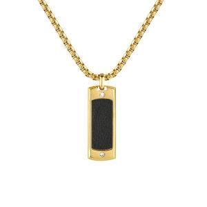 Astofli Men Stainless Steel Genuine Leather Pendant Personalized Rectangle Square Necklace