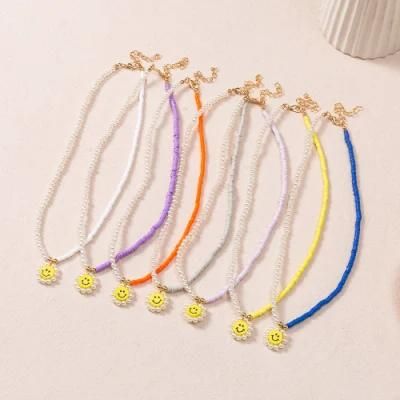 Fashion Women Jewelry Ins Style Candy Beaded Smile Face Necklace