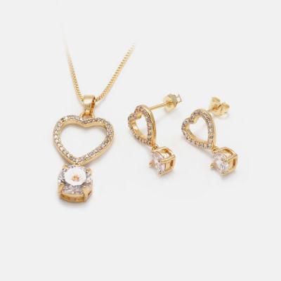 Wholesale Factory Jewelry Set Heart with Zircon Necklaces and Earrings Set