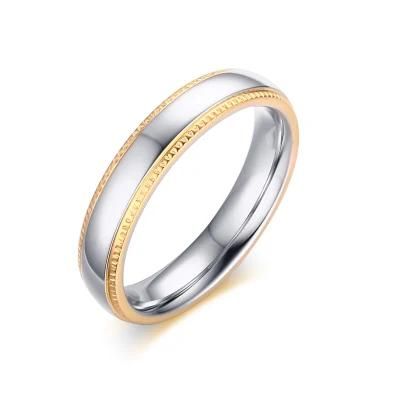 4mm Gold Pattern Edge Polishing Center Plain Tungsten Carbide Metal Rings