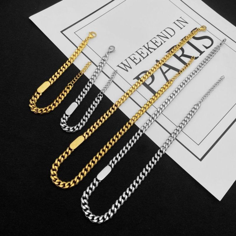 Manufacturer Custom Men jewellery European American Hipster Cuban Stainless Steel Necklace Hip Hop Ins Cold Wind Clavicle Chain Men Fashion jewellery