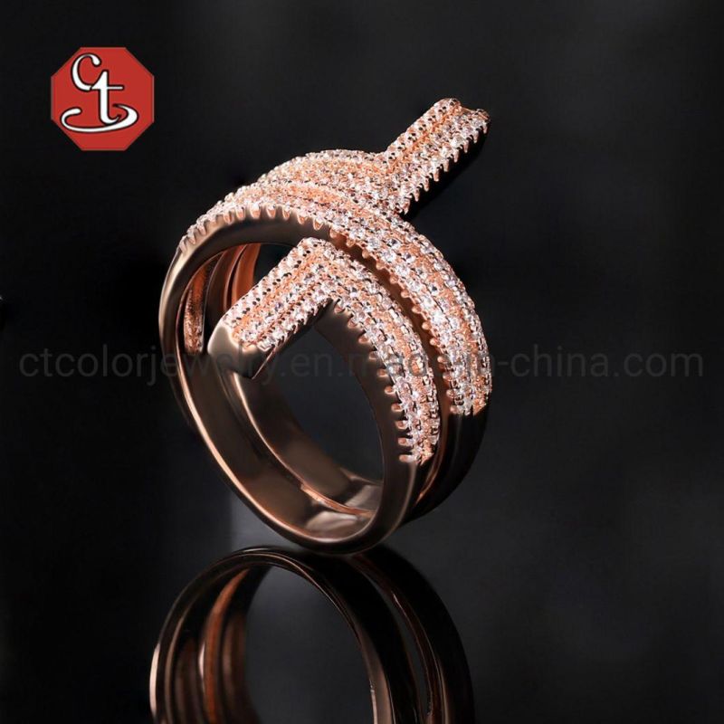 Custom Hot Selling Silver Pave Setting Ring