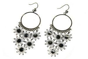 Ea00177 Stylish Crystal Flower Pendant O Ring Earring Fashion Accessories Jewellry