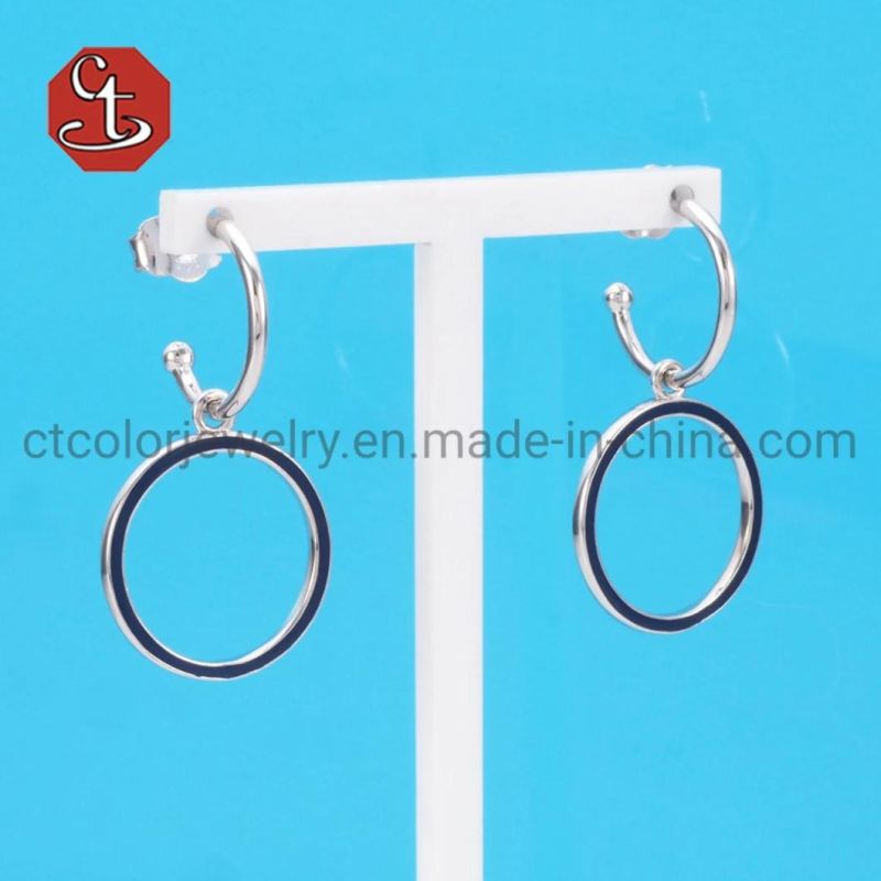 Triangle Enamel Earring Fashion Tassel Silver or Brass Earrings Silver Jewelry