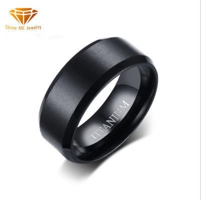 Factory Wholesale 8mm Hand-Brushed Solid Titanium Ring Simple Basic Ring for Men Tr1995