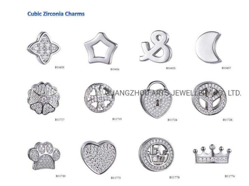 Multi-Shape Cubic Zircons DIY Silver Charm
