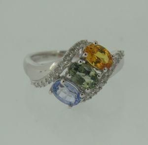 18k High End Multi Sapphire&White Diamond Ring (BLR17)