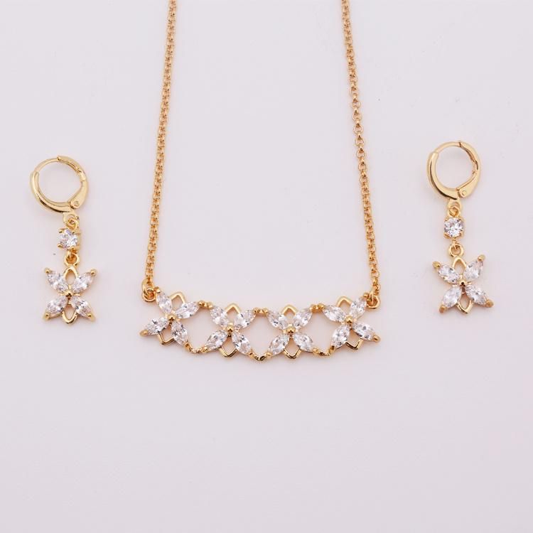 Wholesale Costume Fashion Imitation Gold Silver Stainless Steel Charm Jewelry with Earring Sets Pendant Necklace