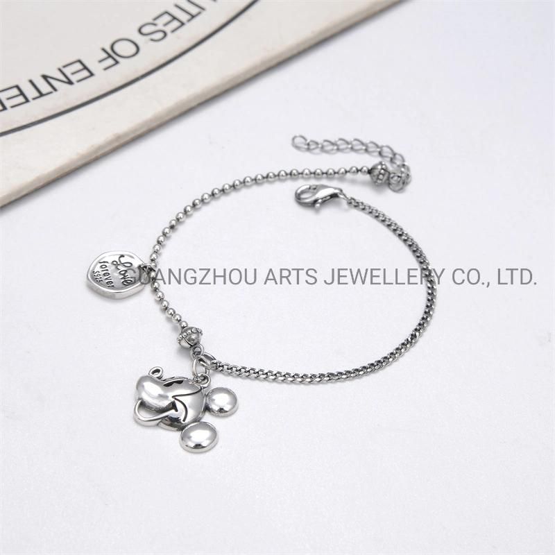 Fashion 925 Sterling Silver Cute Micky Mouse Ladies Bracelet