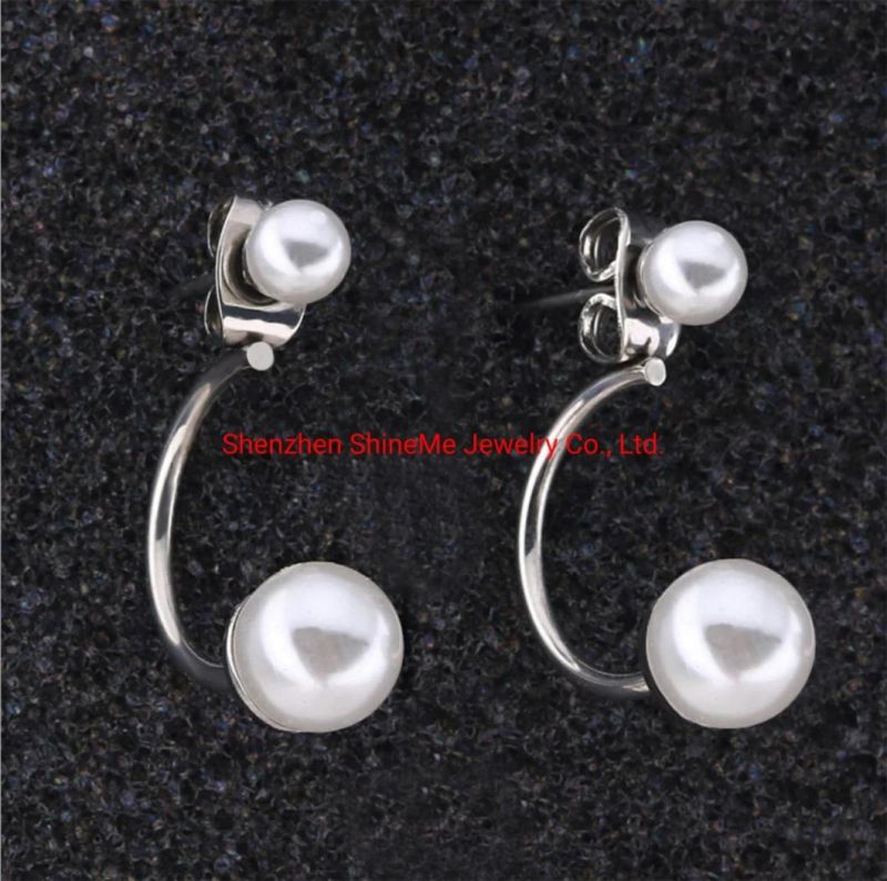 Factory Wholesale Stainless Steel Titanium Steel Pearl U-Shaped Earrings Er4010