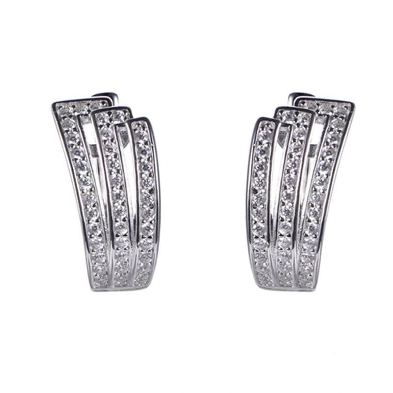 925 Silver and Brass CZ Fashion X Shaped Earring