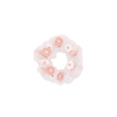 Fashion Hair Accessories Embroidered Floral Hair Rings Organza Hair Rope