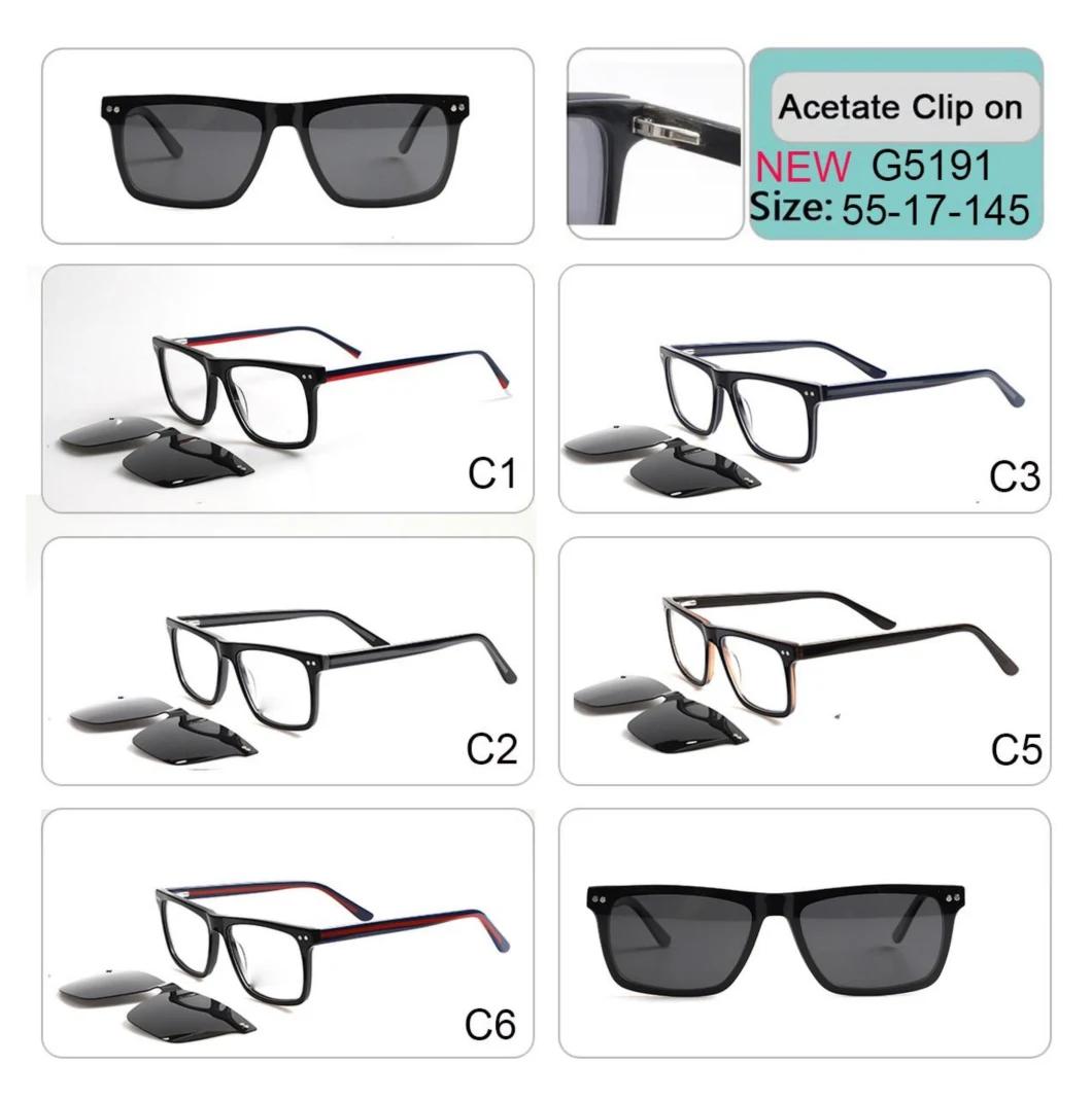 High Quality Clip on Acetate Optical Frame Eyeglasses Sunglass Sun Glass