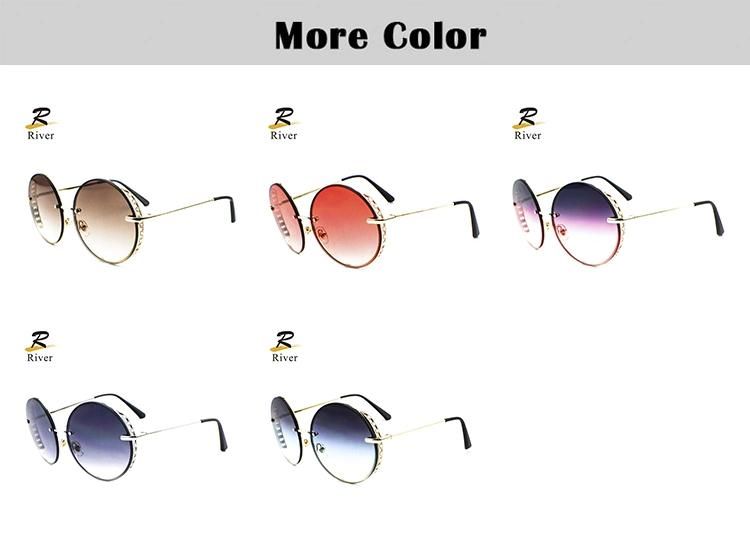 Round Diamond-Encrusted Luxury Wholesale Women Sunglasses