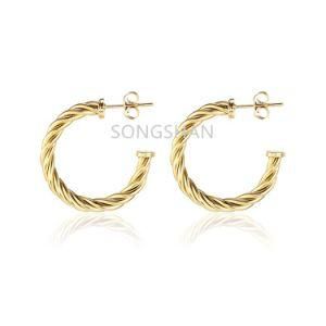 2021 Trendy Stainless Steel Gold Plated Jewelry Sets Stud Earrings