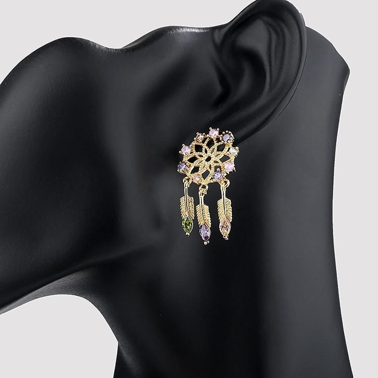 Arabic Fashion Fake 18K Rose Gold Plated CZ Stud Earring New Model 2020 Designs Stud Earrings for Women