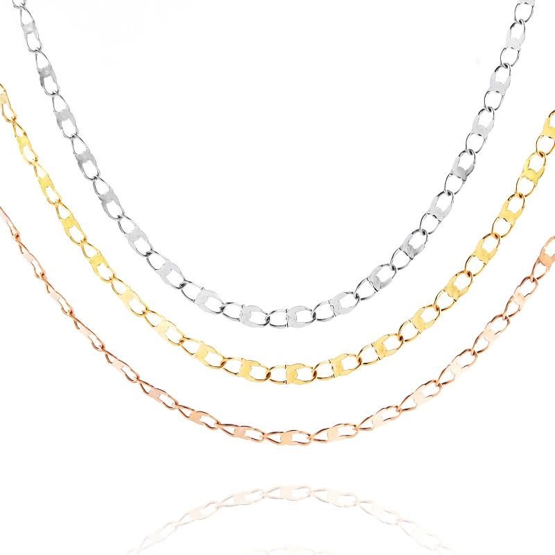 3 Colors Stainless Steel Gold Plated Anchor Plain Necklace for Man