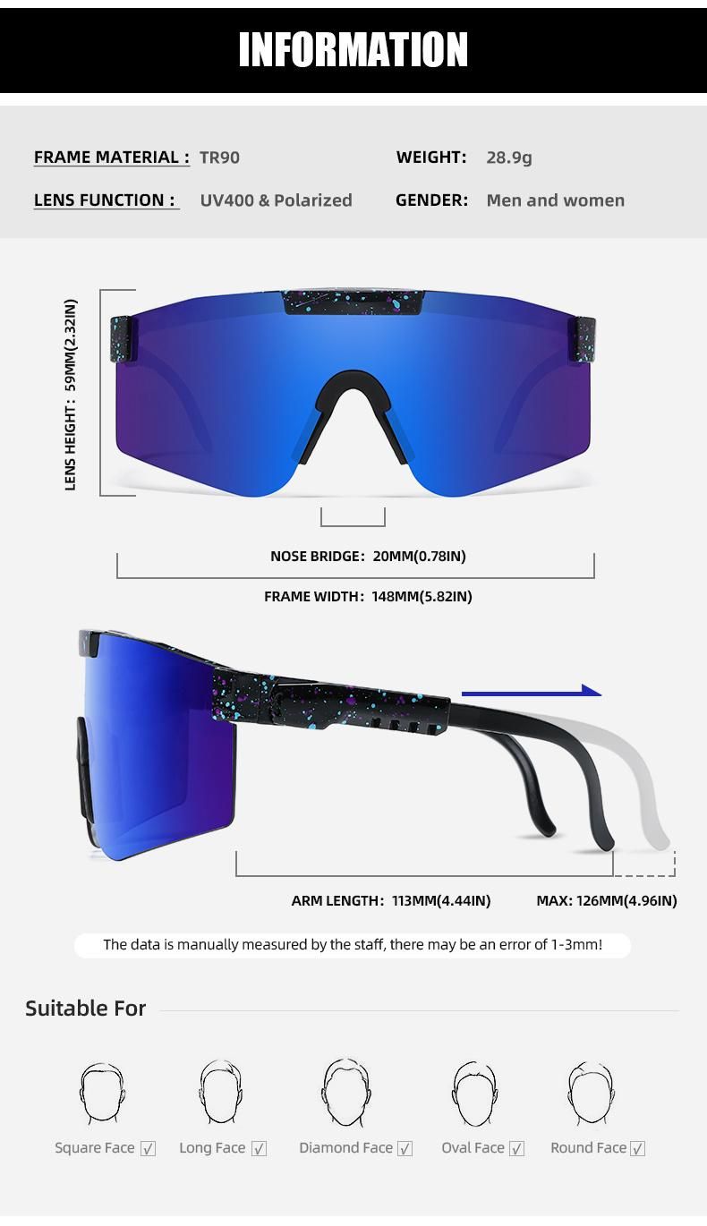 2021 Mens Outdoor Color Lenses Oversized Custom Sport Polarized Viper Sunglasses