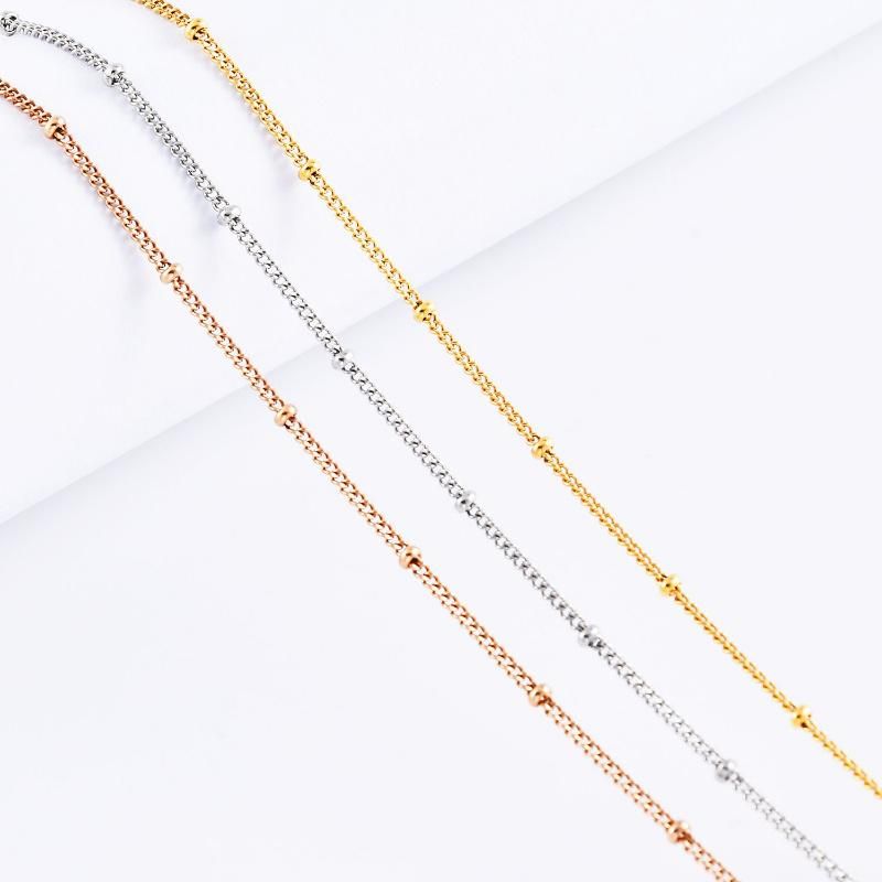 Delicate Gold Plated Curb Necklace with Beaded Ball Satelite Chain Necklace for Women Girls Ladies