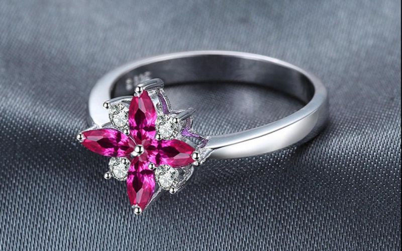 Created Ruby Ring for Women 925 Sterling Silver Fashion Party Fine Jewelry
