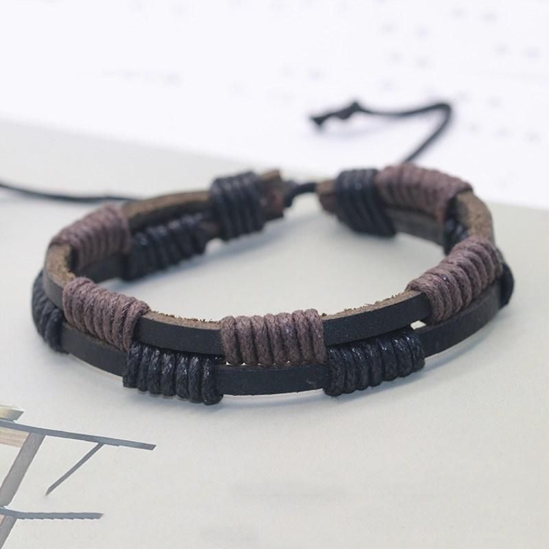 Fashion Bead Leather Bracelets & Bangles Multilayer Men Leather Bracelet