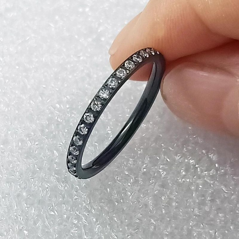 Fashion Jewelry Fashion CNC Diamond Jewelry Plating Black Wedding Ring Titanium Ring Tr4301b