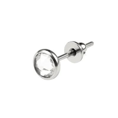 Eternal Metal Titanium Gemstone Clear Crystal Bezel Set Piercing Earring Studs Jewelry Manufacturer