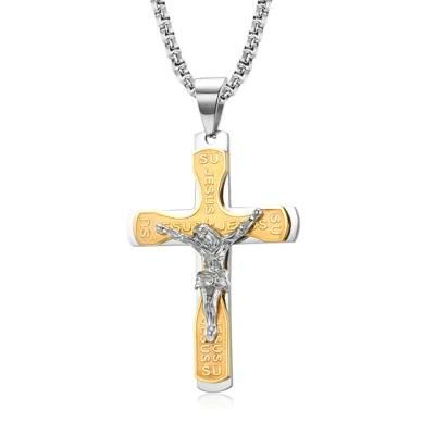 Classic Necklaces Steel Jesus Cross Pendant Christian Gift for Np-F-Dz273