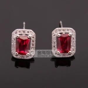 Ruby Zircon Stone Silver Earring Fashion