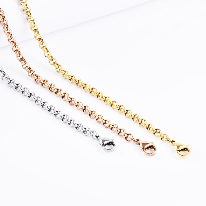 Stainless Steel Men′ S Jewellery Gold Plated Rolo Chain Link Jewelry Making for Pendant Necklace