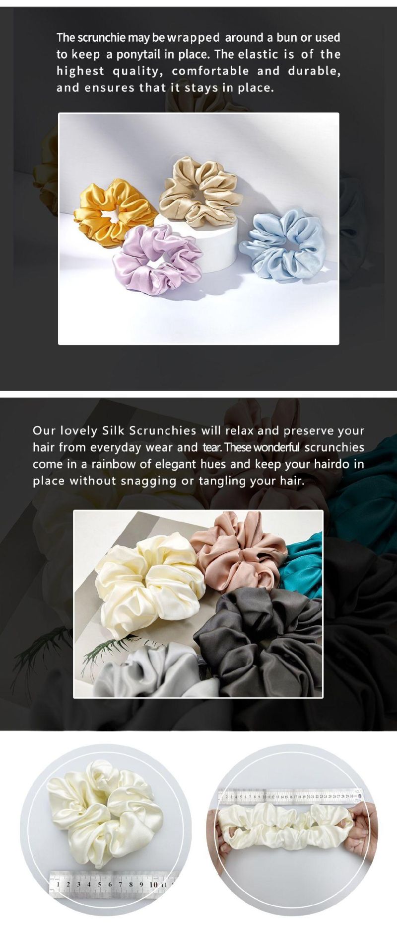 Custom Wholesale Oversized Women Satin Fashion Scrunchies