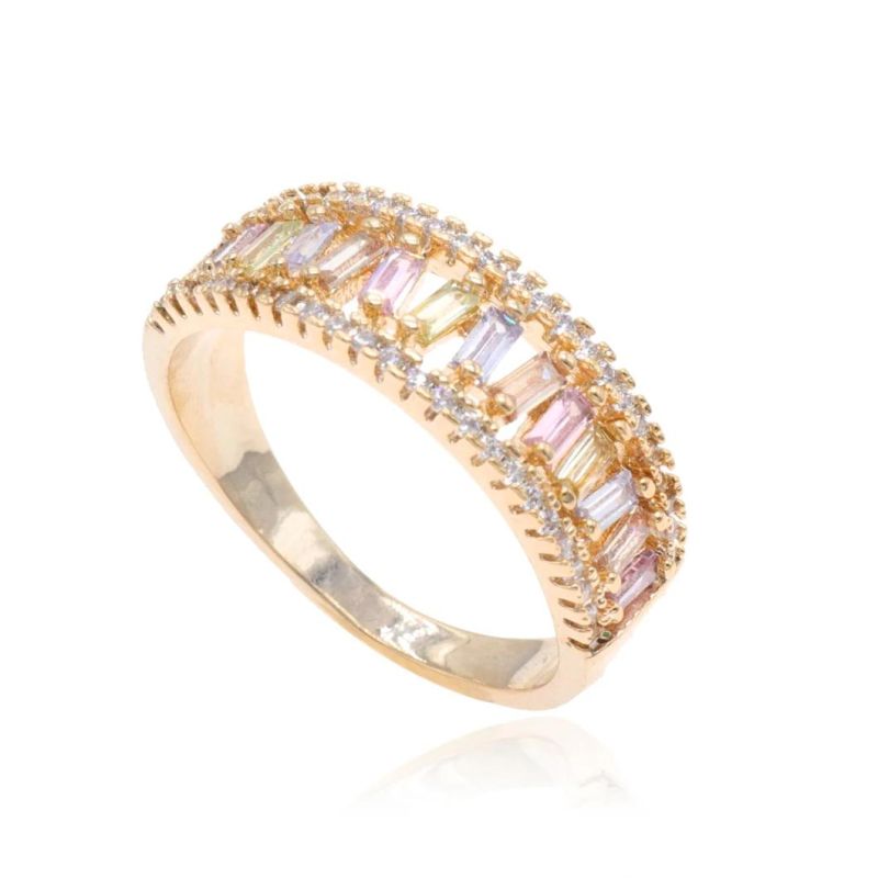 Colored Zircon Gold Plated Women′s Jewelry Ring