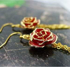 Christmas Gift-24k Gold Rose Earring (EH068)