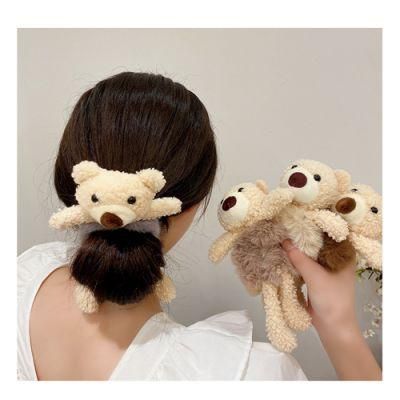 Cute Little Bear with Tie Hair, Plush Hair Ties