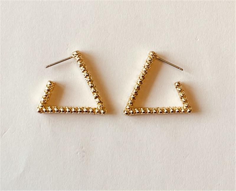 Hot Sell European Statement Fashion Jewelry Geometrical Shape Elegant Triangle Earrings Studs 18K Gold Plated for Women Girl Temperament Party Jewelry Gift