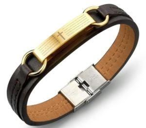 Fashion Cross Bible Brown Leather Bracelet Men Stainless Steel Bracelets&Bangles Male Vintage Punk Charm Jewelry Pulse