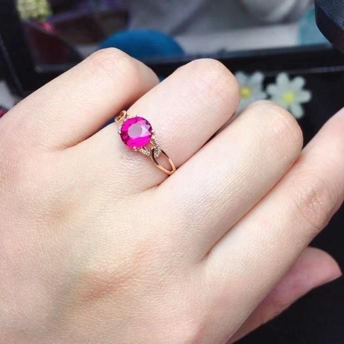 Elegant Rubellite Ring with South Africa Diomand China