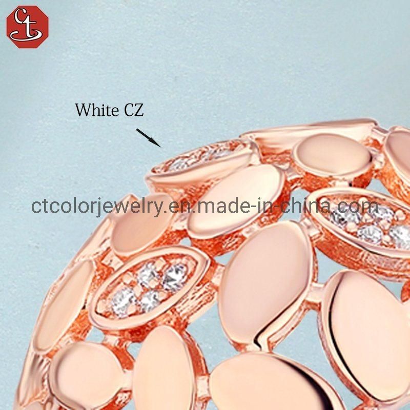High Quality 925 sterling silver jewelry white CZ rose rhodium ring for women
