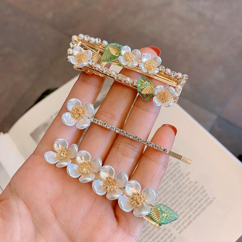 Elegant Alloy Hair Clip Cute Girl Leaves&Flower Side Hair Pin