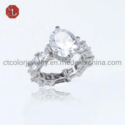 Fashion Jewelry Luxury 925 Sterling Silver Wedding Ring Eternity Cubic Zirconia Finger Rings